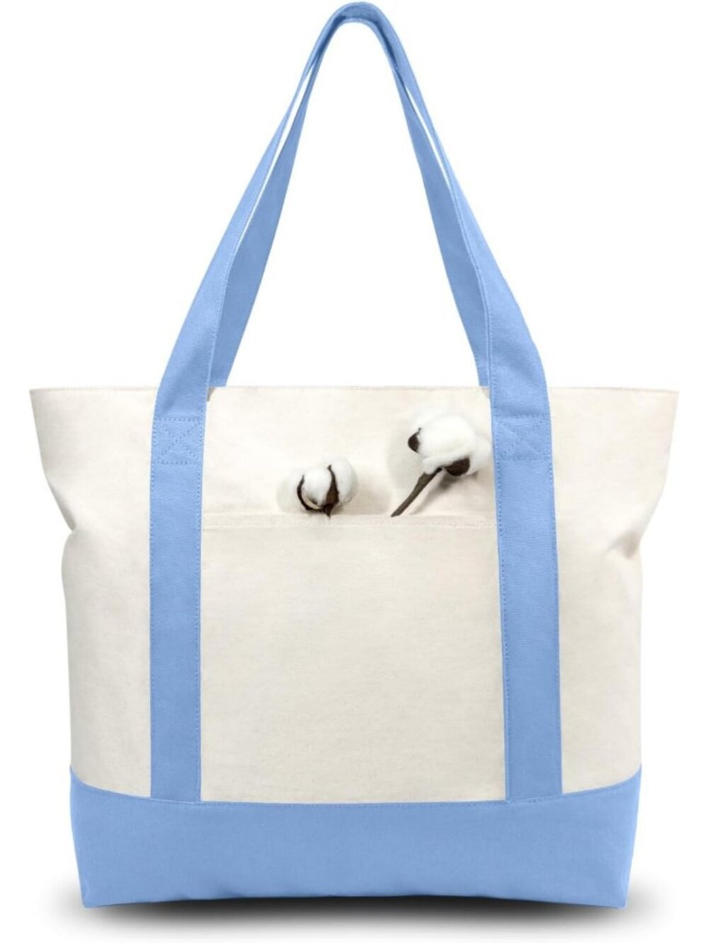Reusable Canvas Tote Bags 3-Pack with Zipper & External Pocket - Light
